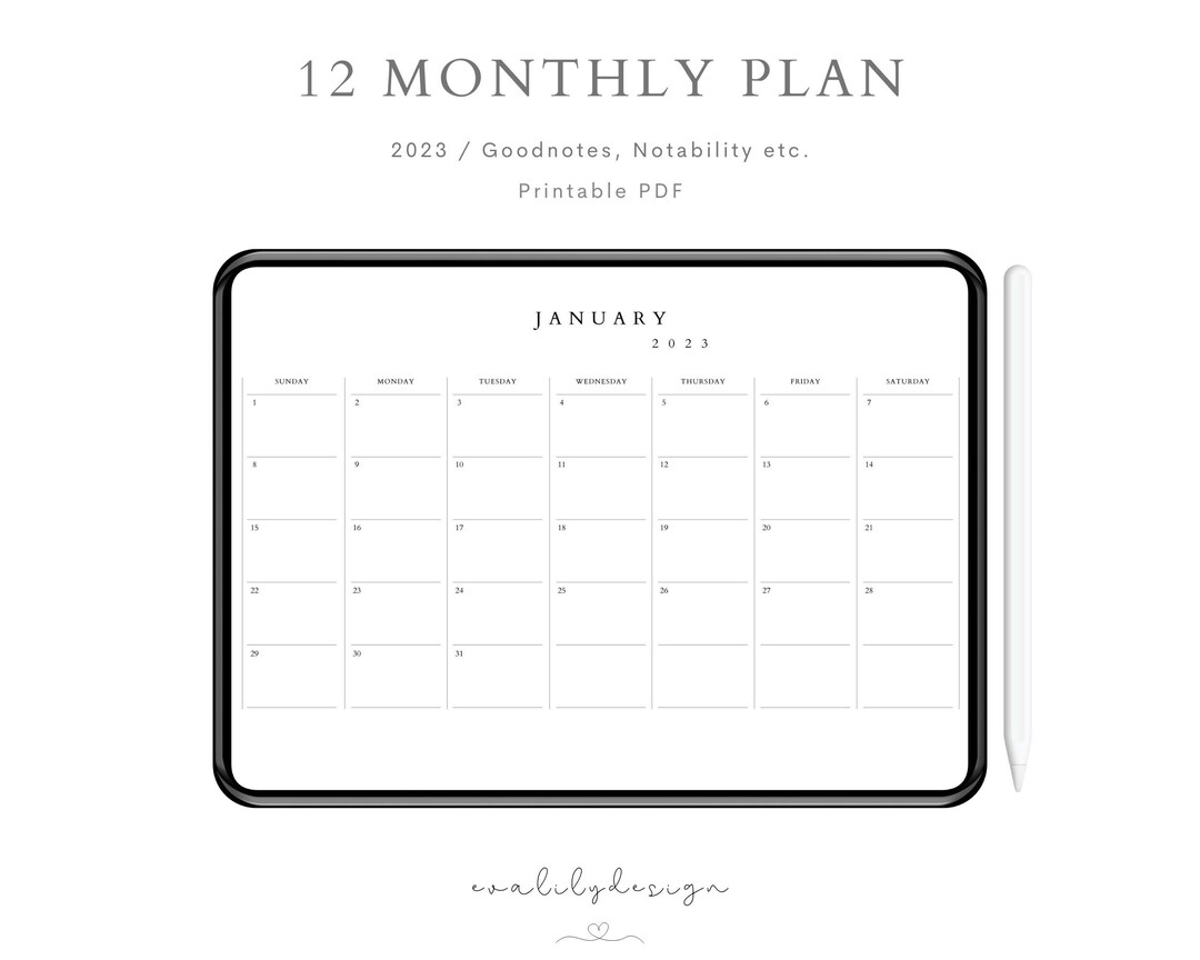 Monthly Planner Digital Plan Printable Planner Fillable Etsy