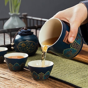 Kundenspezifisches orientalisches traditionelles ästhetisches Teeset, personalisiertes Leder-Aufbewahrungs-Teeset, Reise-Teeset mit Ledertasche Bild 3