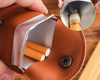 Personalized Cigarette Pocket Ashtray, Leather Portable Ashtray, Customized By Engraving Leather Ashtray, Gift For Smokers