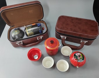 Customized Oriental Traditional Aesthetic Tea Set, Personalized Leather Storage Tea Set, Travel Tea Set With Leather Case