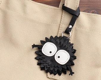 Joli porte-clés personnalisé avec briquettes en cuir, pendentifs de sac de briquettes faits main, breloque en cuir de lapin poussiéreux