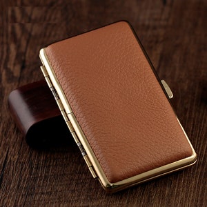 Estuche de cigarrillos personalizado, porta cigarrillos de cuero personalizado, caja para 20 cigarrillos finos, regalo para ella