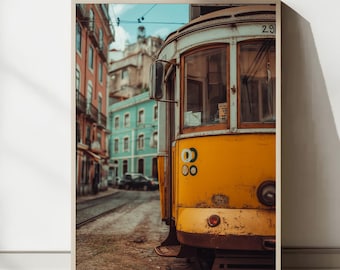 Lisbon Tram Art Print -Vintage Portugal Travel Poster - Printable Art