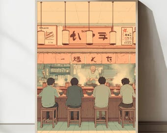 Ramen Bar Poster - Vintage Japanese Print - Street Food Artwork - Asian Restaurant Decor