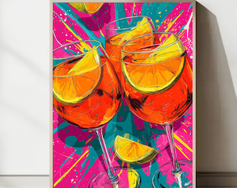 Aperol Spritz Print - Printable Art Print  - Contemporary Bar Decor