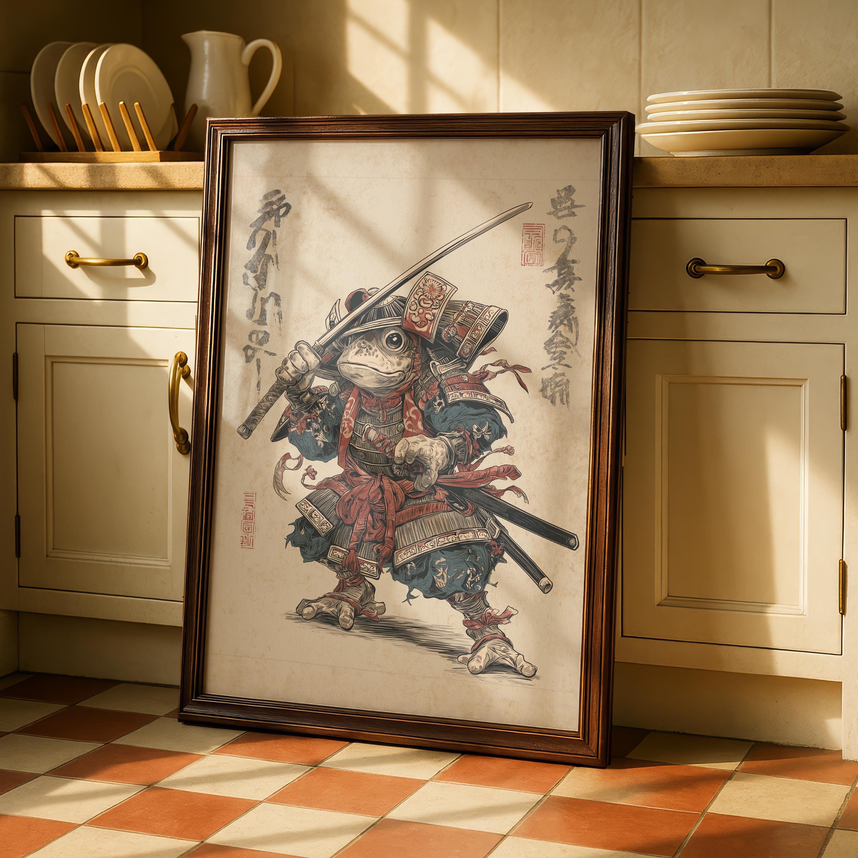 Samurai Frog Poster I Japanese Animal Art I Ukiyo-e Style Print I Funny ...
