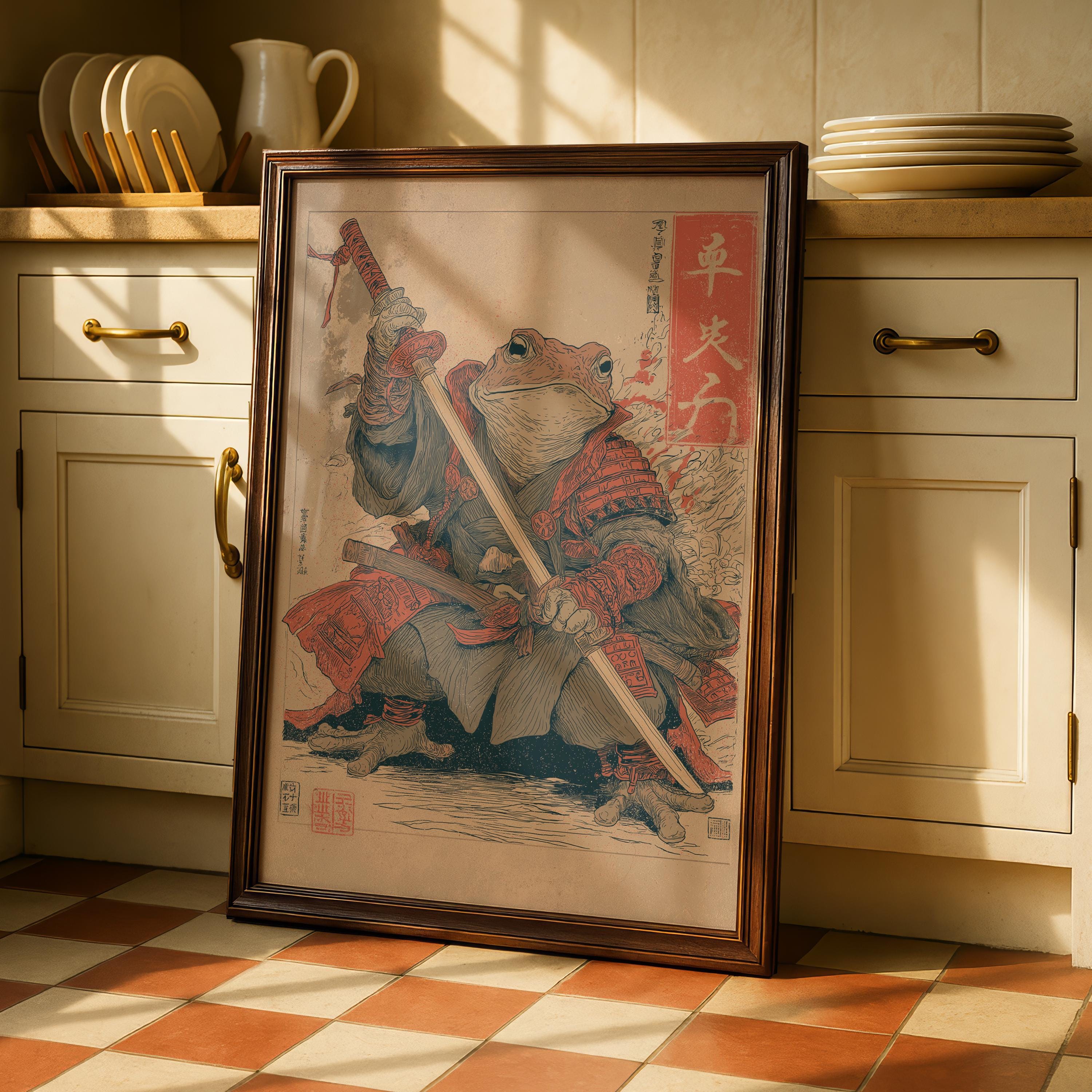 Samurai Frog Poster I Japanese Animal Art I Ukiyo-e Style Print I Funny ...