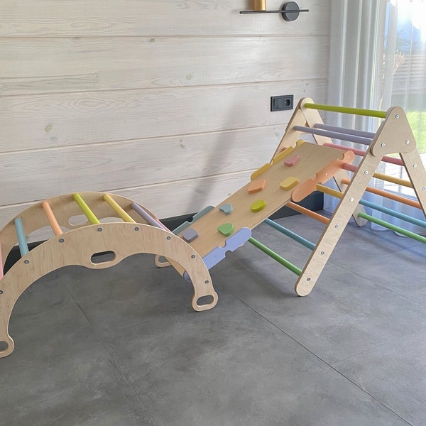 Triangolo da arrampicata Montessori, set da arrampicata per bambini, arco da arrampicata per bambini con cuscino, set da arrampicata, Kletterbogen, Kletterdreieck, Klimboog