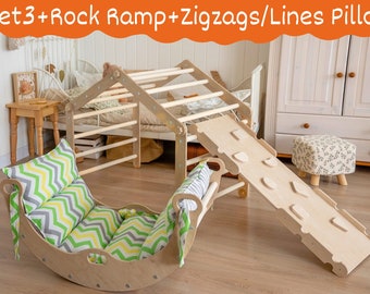 Triángulo de escalada transformable con rampa, triángulo de escalada conjunto niño escalador Montessori escalador arco almohada Kletterdreieck, Klimdriehoek