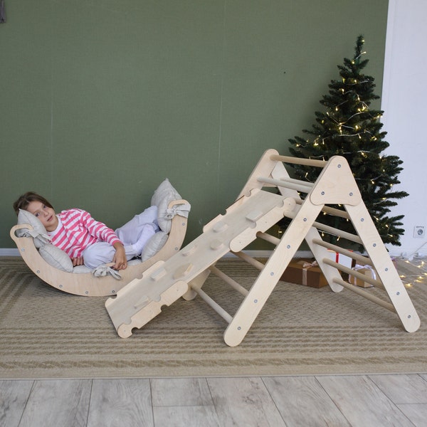 Conjunto de triángulos con arco, gimnasio de escalada para niños pequeños, área de juegos interior para bebés