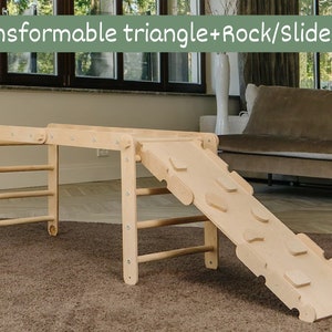 Triangle d'escalade transformable avec rampe, ensemble de triangles d'escalade pour tout-petits grimpeurs Montessori, coussin pour la voûte plantaire Kletterdrieck, Klimdriehoek Triangle+Rock Ramp