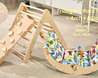 Ensemble d'escalade pour bébé, arche d'escalade Montessori pour tout-petits avec oreiller, ensemble d'escalade en triangle, Kletterbogen, Kletterdreieck, Triangle.