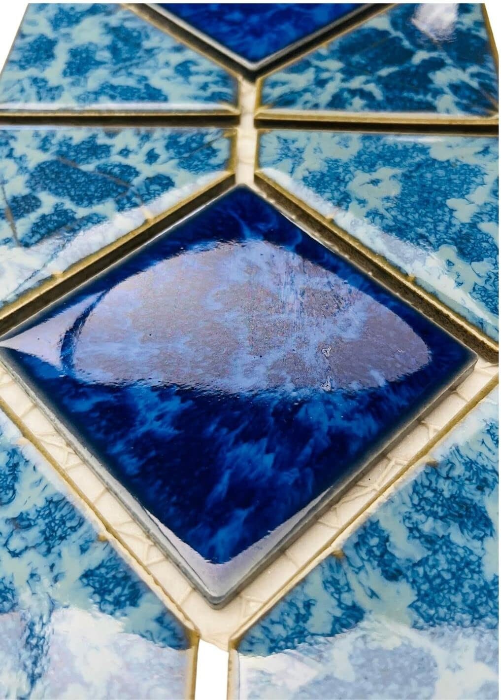 Porcelain Tile Tenedos Wave Sea Cobalt Blue With Calacatta Gold Porcelain Lineup Border Pool Wall Tile On 6x12 Mesh For Easy Installation, For Bathroom Wall Bathroom Tiles Porcelain Tile Tenedos Wave Sea Cobalt Blue With Calacatta Gold Porcelain Lineup Border Pool Wall Tile On 6x12 Mesh For Easy Installation, For Bathroom Wall Bathroom Tiles
