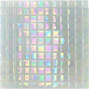 Tenedos Square Iridescent Recycled Glass 1x1 Mosaic Floor Wall Tile Backsplash