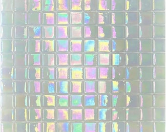 Tenedos Square Iridescent Recycled Glass 1x1 Mosaic Floor Wall Tile Backsplash