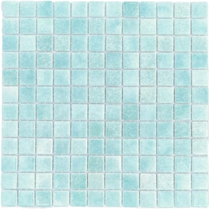 Tenedos Square 1x1 Mint Blue Recycled Glass Mosaic Floor Wall Pool Tile Backsplash (Exact Size 7/8 Inch)