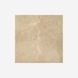 May include: Square beige marble tile with a natural stone pattern. The tile features a mix of beige, tan, and cream colors with subtle veining and cracks, creating a textured appearance. Ideal for flooring or wall applications.