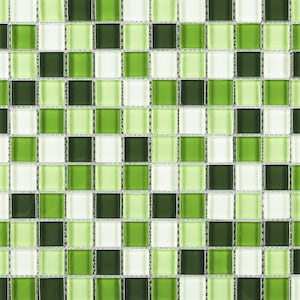 TGEMG-06 1x1 Square Green Glass Mosaic Tile Sheet-Kitchen and Bath backsplash Wall Tile