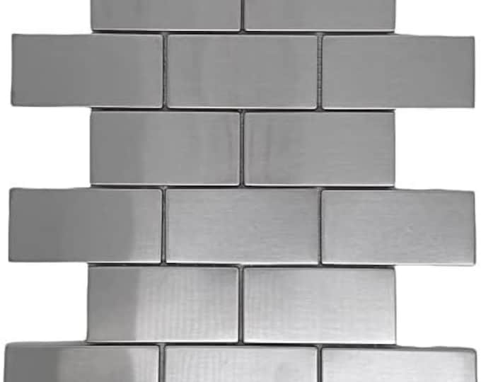 2x4 Inch Subway Mesh-mounted Metal Stainless Steel Mosaic Tile - Etsy