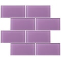 Tenedos 3" x 6" Purple Glass Mosaic Subway Tile 8 Pieces (1 sqft)