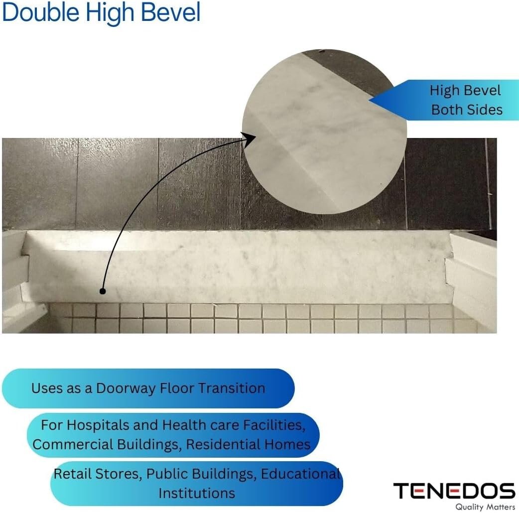 TENEDOS Carrara 6" X 60" Marble Threshold  Marble Threshold Marble Saddle Floor Use Tile Tned1025