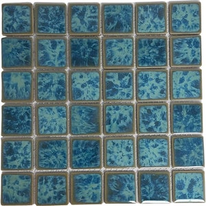 Ocean Green Jellyfish Square 2x2 Porcelain Pool Mosaic Floor and Wall Tile