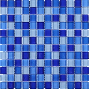 TGEMG-08 1x1 Square Blue Glass Mosaic Tile Sheet-Kitchen and Bath backsplash Wall Tile,Pool Tile