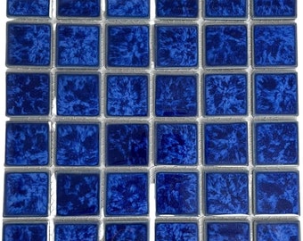 Tenedos Ultramarine Blue with Water Splash Effect Square 2x2 Porcelain Pool Mosaic Floor Wall Tile