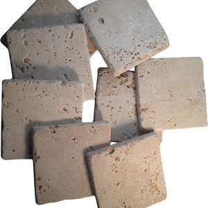 Coaster Tile-tumbled Travertine Porous Craft Tile in Ivory Color -4x4 in (8 Pieces)