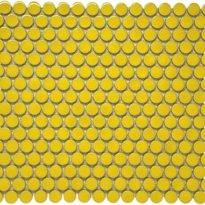 Yellow Penny Round Porcelain Mosaic Floor Wall Tile Backsplash