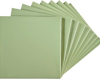 4 in Ceramic Tile 4.25 inch Gloss (Shinny) 4 1/4" Box of 10 Piece for Bathroom Wall and Kitchen Backsplash (Olive Green)