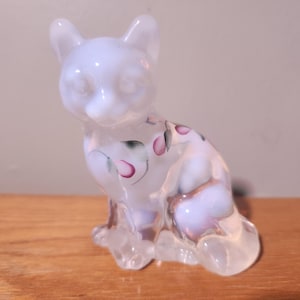 Handpainted glass fenton cat