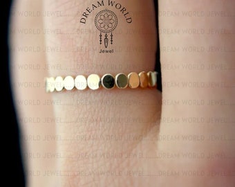 Silver Bead Ring/ Round Dots Ring/Yellow Gold Ring/Flat Bead Ring/Gold Dot Ring/Gold Plated Beaded Dot Ring Gold