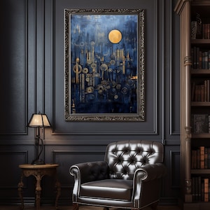 Foggy Morning in a Big City - Polish Regional Folk Art Inspired Neo-concrete Wall Art Piece