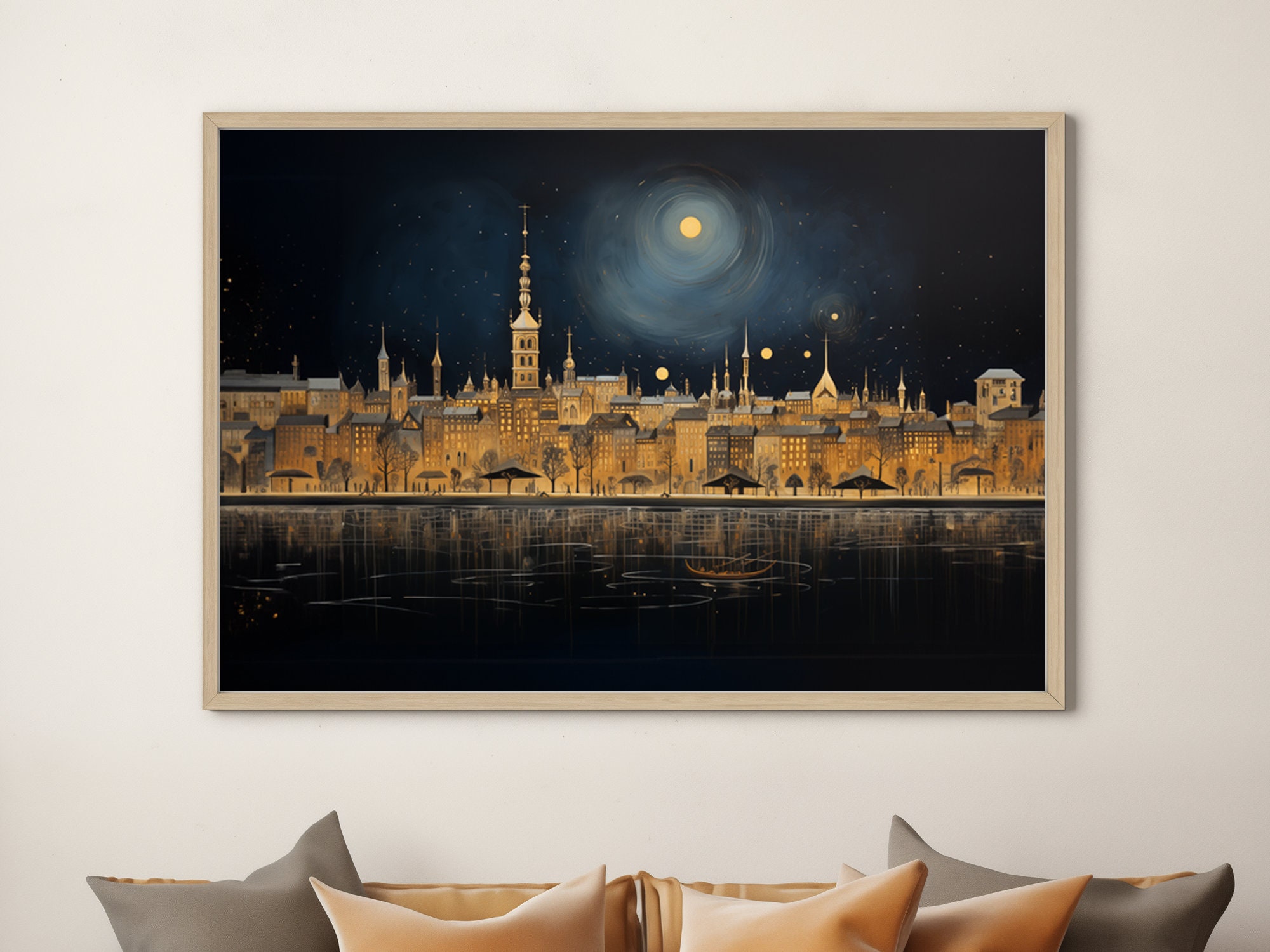 Aquarelle Originale Signée - Vue De Wroclaw (Breslau) Pologne - Années 1960 - Encadrée Sous Verre - 50x40 Cm