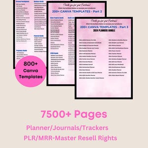 Done For You PLR MRR Digital Products Bundle, Digital Printable Planners/Trackers/Journals, Master Resell Rights, DFY, Canva Template