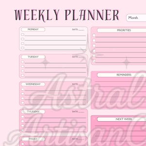 Roze digitale weekplanner