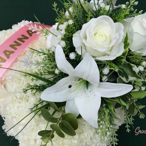 Classic Family Named Heart Tribute, Artificial Flowers Tribute Funeral Lasting Memorial Artificial Floral Tributes image 3