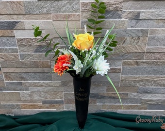 Golden Days, Vase Spike Tribute, Grave Vase Spike, Memorial, Artificial Floral Tributes, In Loving Memory, Mum, Mam, Dad