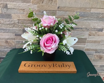 Always, Grave Pot Artificial Flowers Tribute Funeral Lasting Memorial Artificial Floral Tributes Pink Rose Tiger Lily