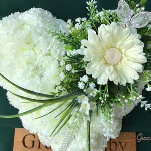 Country Cream Simplicity Heart Tribute, Artificial Flowers, Floral Tributes, Lasting Memorial, Decoration, Funeral, Grave image 2