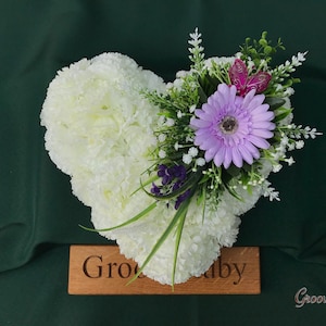 Ice Lilac Simplicity Heart Tribute, Artificial Flowers, Floral Tributes, Lasting Memorial, Decoration, Funeral, Grave image 1
