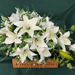 Serenity, Artificial Spray Funeral Flowers Coffin Topper Memorial Lasting Artificial Floral Tributes Silk Casket Memorial Tiger Lily image 5