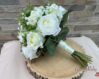Romance, Hand Tied Artificial Wedding Flowers, Bouquet, Bridal Bouquet, Silk Rose, Colour Choice, Bridesmaid, Flower Girl, Rustic