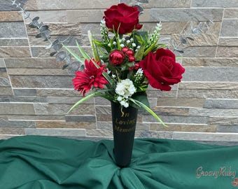 Christmas Carol, Cemetery Grave Spike Tribute, Grave Vase Spike, Memorial, Artificial Floral Tributes, In Loving Memory, Mum, Mam, Dad, Xmas