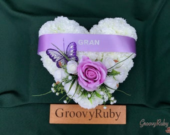 Sweet Lilac Named Simplicity Heart Tribute, Artificial Flowers, Floral Tributes, Lasting Memorial, Decoration, Funeral, Grave