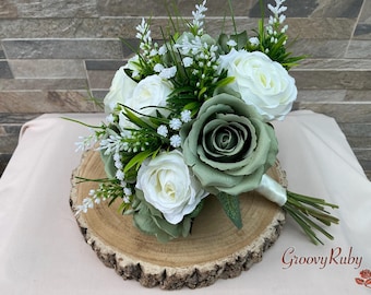 Alluring, Hand Tied Artificial Wedding Flowers, Bouquet, Bridal Bouquet, Silk Rose, Colour Choice, Bridesmaid, Flower Girl, Rustic