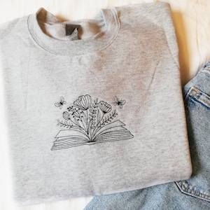 Embroidered Book Sweatshirt, Just One More Chapter Embroidery Crewneck,Bookish Sweater,Gift For Reader