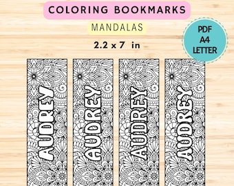 Personalized Mandala Coloring Bookmarks: Custom Name Gift (PDF)