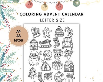Christmas Coloring Advent Calendar: Printable Holiday Activity (PDF)